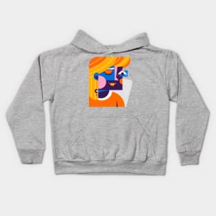 Funny Woman Abstract Shapes Kids Hoodie